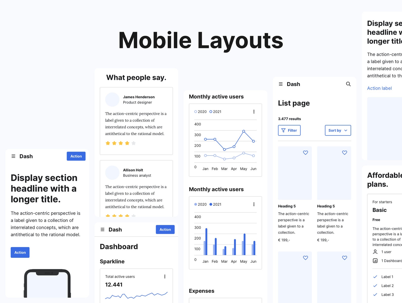 Dash UI Kit - Light | Full-featured Premium Interface Builder | Website ...