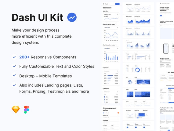 Dash UI Kit - Light | Full-featured Premium Interface Builder | Website and App | Sketch and Figma | Digital Products | Blog & Dashboard
