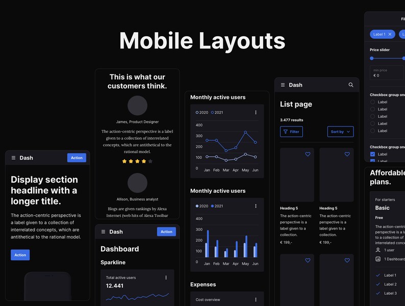 Dash UI Kit - Dark | Full-featured Premium Interface Builder | Website and App | Sketch and Figma | Digital Products | Blog & Dashboard image 8