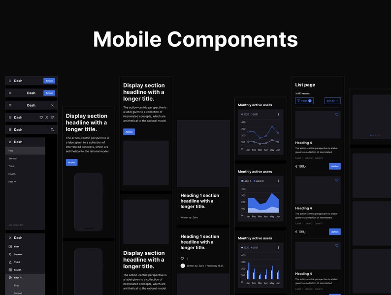 Dash UI Kit - Dark | Full-featured Premium Interface Builder | Website and App | Sketch and Figma | Digital Products | Blog & Dashboard image 6