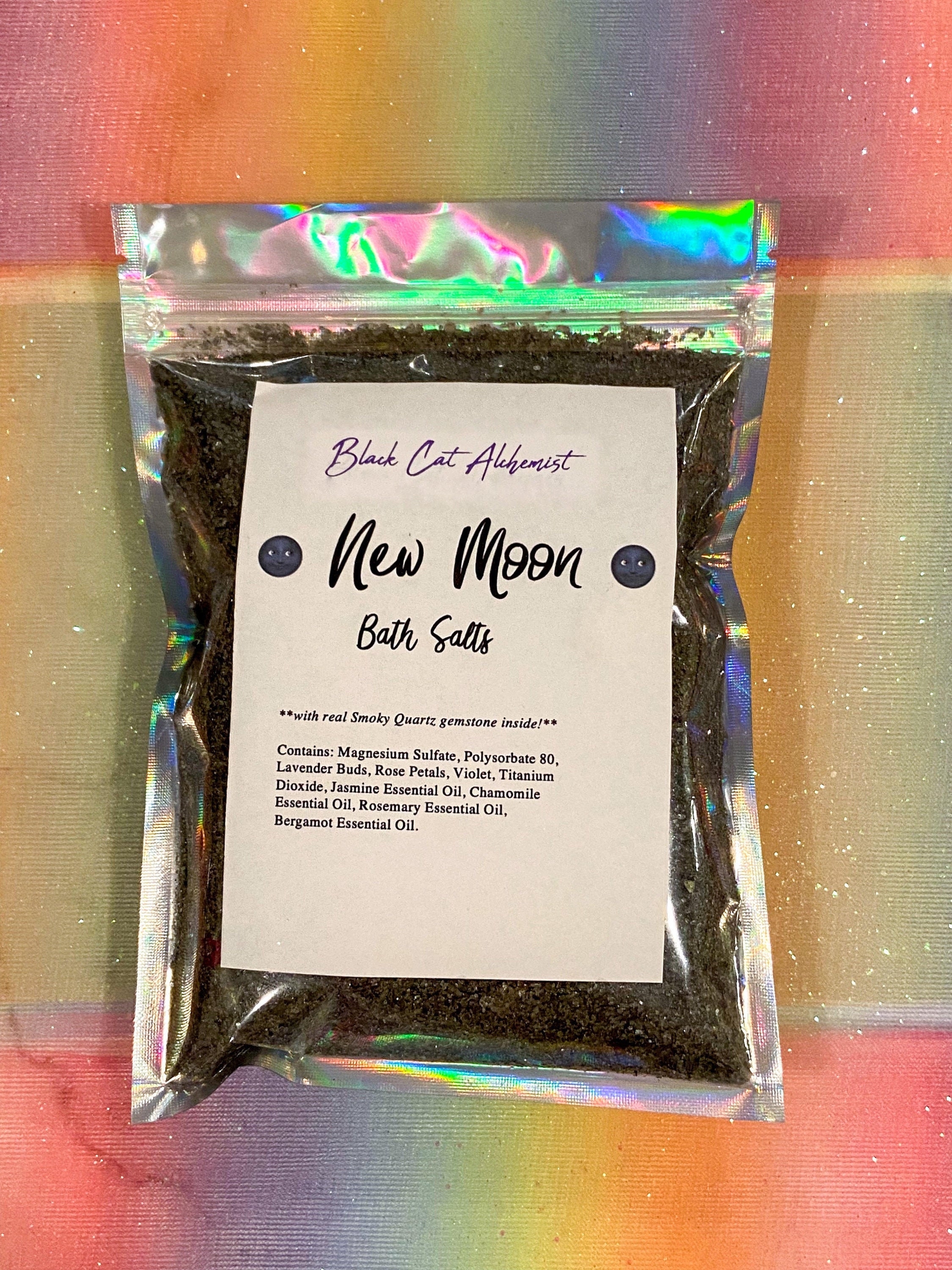 New Moon Bath Salts Herbal Bath Soak Crystal Included Etsy