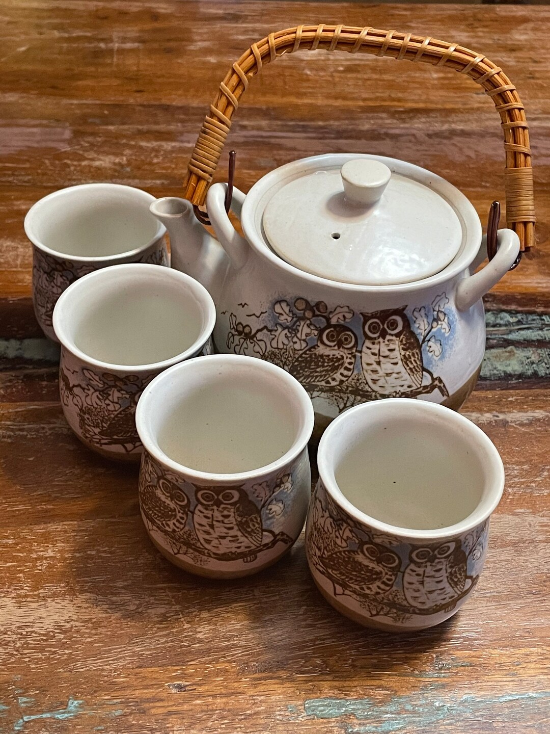 Vintage OMC Japan Otagiri Owl Teapot and Cups Vintage Owl Tea Set Etsy