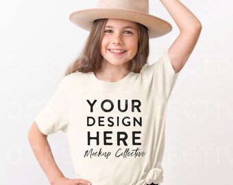 Bella Canvas Youth Short Sleeve T-Shirt | Natural Youth Mockup | 3001Y Bella Canvas Youth T-Shirt Mockup | Kids Mockup | Youth Mockup