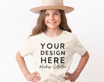 Bella Canvas Youth Short Sleeve T-Shirt | Natural Youth Mockup | 3001Y Bella Canvas Youth T-Shirt Mockup | Kids Mockup | Youth Mockup
