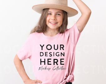 Bella Canvas Youth Short Sleeve T-Shirt | Pink Youth Mockup | 3001Y Bella Canvas Youth T-Shirt Mockup | | Youth Mockup