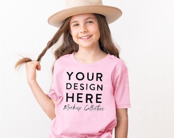 Bella Canvas Youth Short Sleeve T-Shirt | Pink Youth Mockup | 3001Y Bella Canvas Youth T-Shirt Mockup | | Youth Mockup