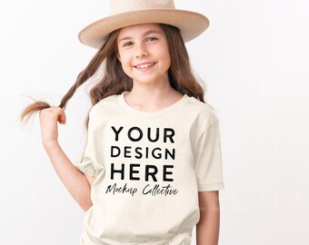 Bella Canvas Youth Short Sleeve T-Shirt | Natural Youth Mockup | 3001Y Bella Canvas Youth T-Shirt Mockup | Kids Mockup | Youth Mockup