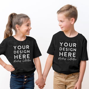 Bella Canvas Youth Short Sleeve T-Shirt | Black Youth Mockup | 3001Y Bella Canvas Youth T-Shirt Mockup | Kids Mockup | Youth Mockup