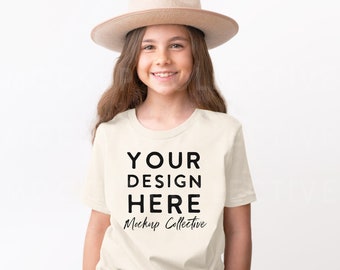 Bella Canvas Youth Short Sleeve T-Shirt | Natural Youth Mockup | 3001Y Bella Canvas Youth T-Shirt Mockup | Kids Mockup | Youth Mockup