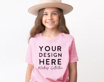 Bella Canvas Youth Short Sleeve T-Shirt | Pink Youth Mockup | 3001Y Bella Canvas Youth T-Shirt Mockup | Youth Mockup | Valentines Day Mockup
