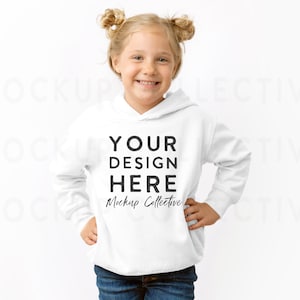 Rabbit Skins 3326 Mockup | Kids Hoodie Mockup | Toddler Hoodie Mockup | Kids Model Mockup | Children’s Lifestyle Mockup | White
