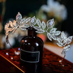 Glitzernde Kristall-Braut-Tiara, Krone, Haarschmuck, Zirkonia, Meghan Markle, Hochzeit, Damenschmuck