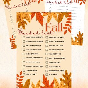 Fall Bucket List Printable, Autumn Bucket List Template, Editable Fall Bucket List, Autumn Activities Checklist, Fall To Do List, PDF
