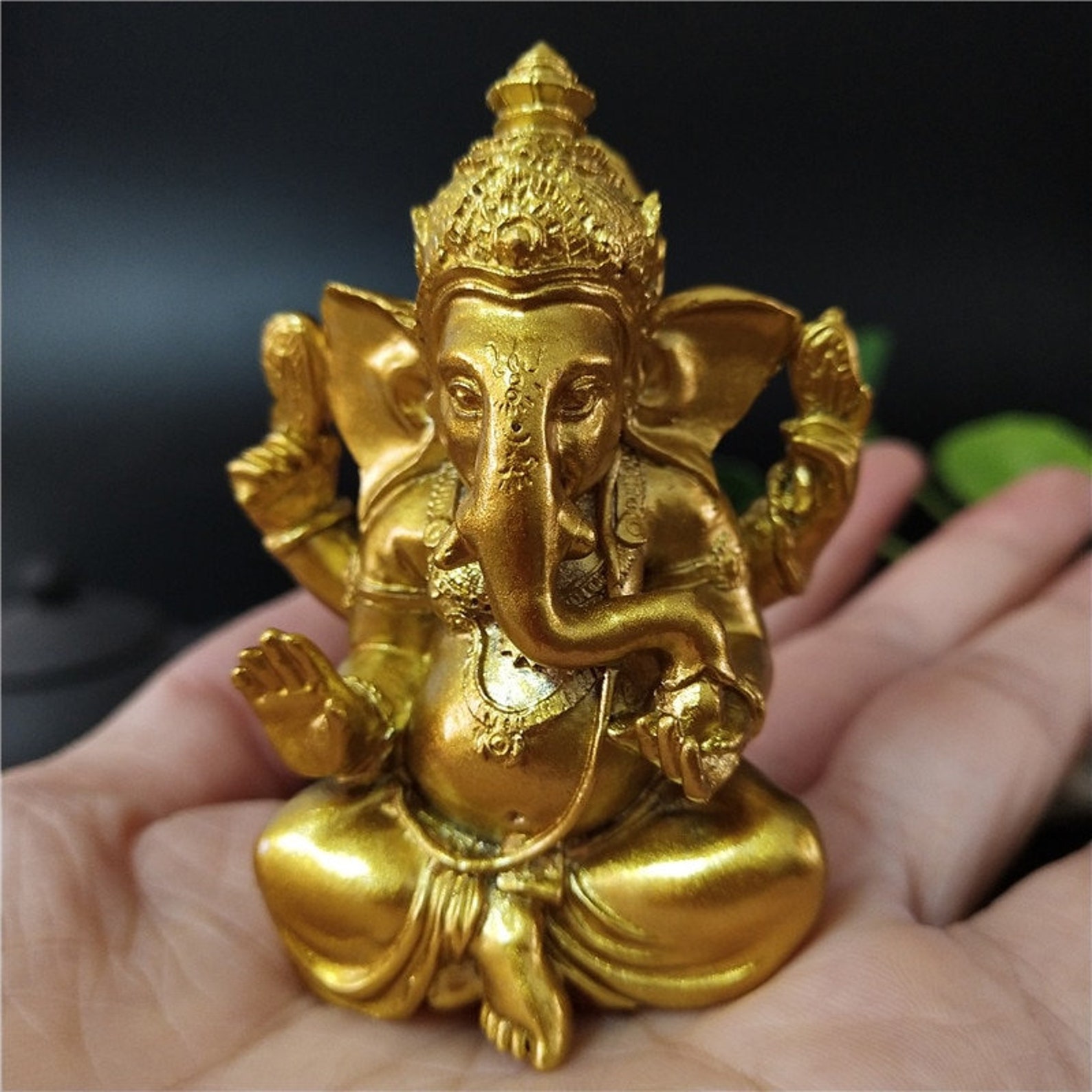Gold Lord Ganesha Statue Buddha Elephant hindu God Sculpture | Etsy