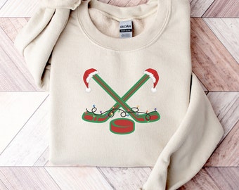 Christmas Ice Hockey Shirt, Hockey Lover Gift, Xmas Sport T-shirt, Hockey Mom Tee, Hockey Player Shirt, Hockey Team T-shirt, Christmas Gifts