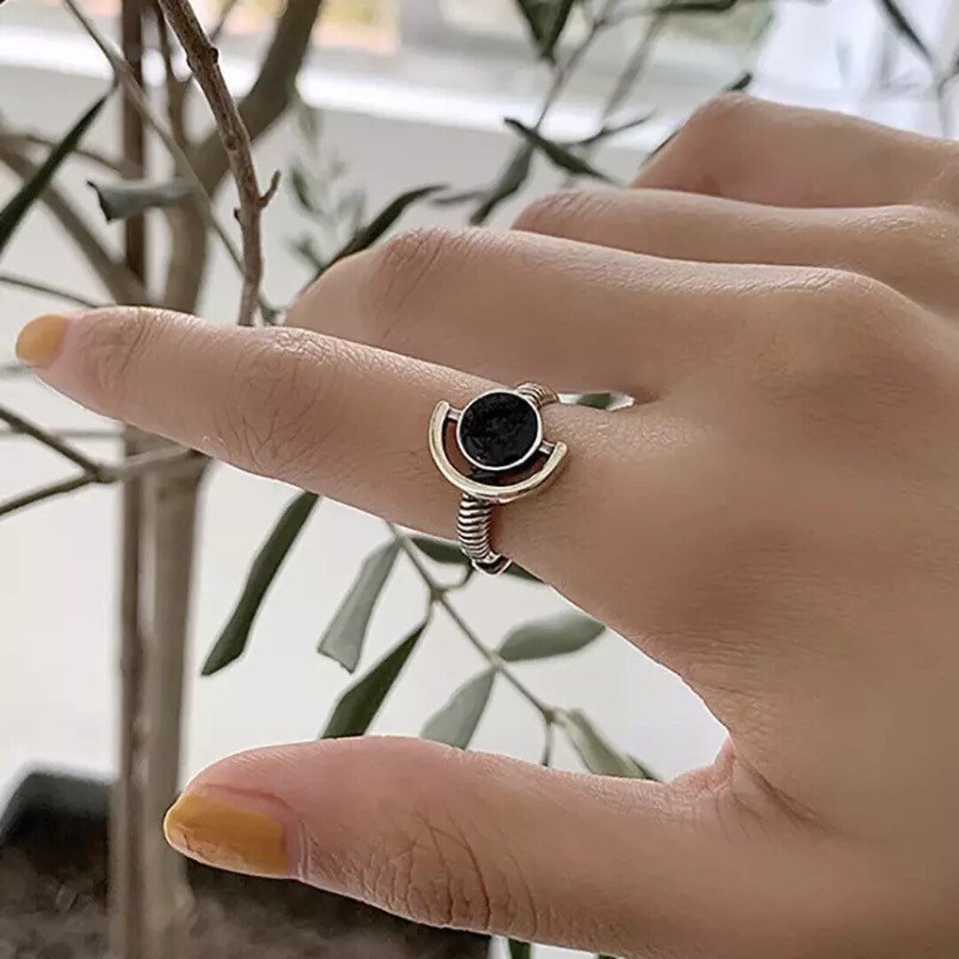 Black Statement Ring Big Black Ring Big Statement Ring Etsy