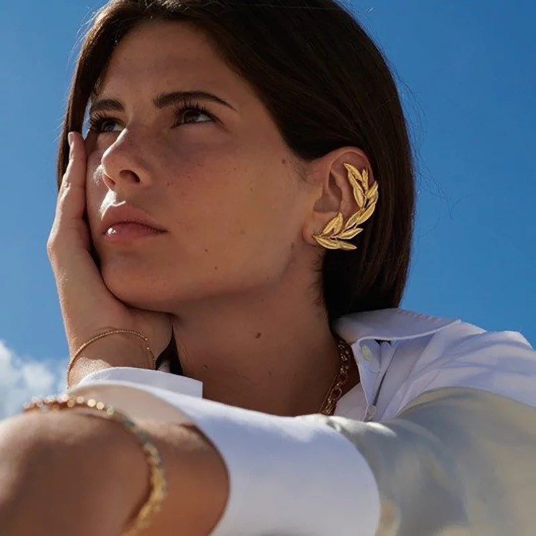 Big Ear Climber Gold Ear Cuff Big Gold Left Ear Cuff Etsy