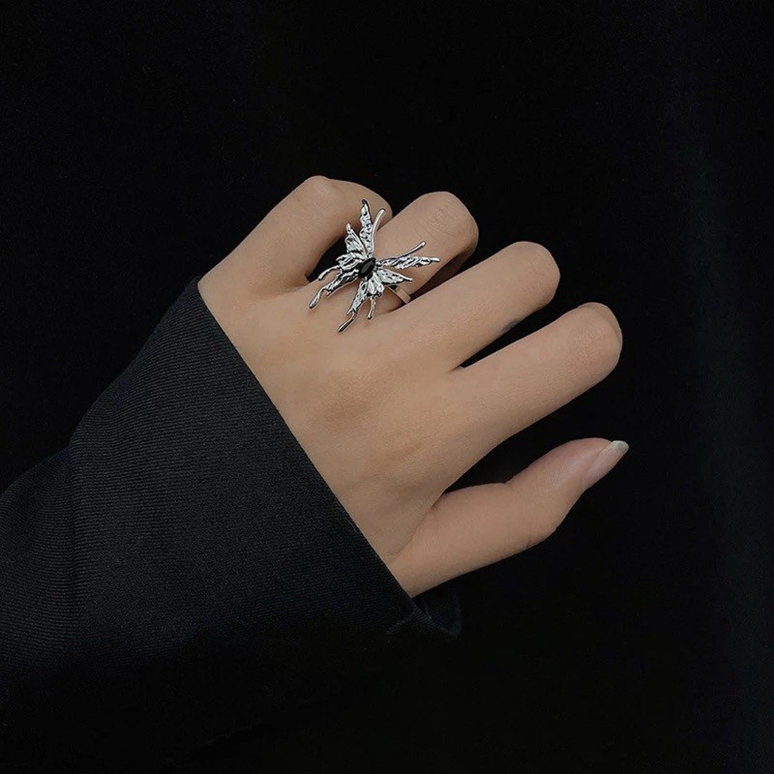 Big Butterfly Ring Butterfly Ring Silver Butterfly Ring Etsy