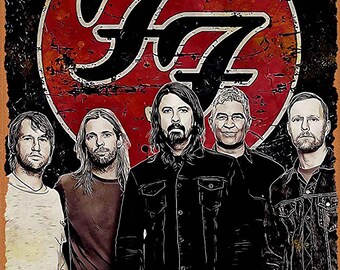 The Bands Foo Fighters - Targa In Metallo Vintage 30x20 Cm - Cartello Da Parete In Ferro Con Fori Preforati - Decorazione Per Pub, Cameretta, Sala Giochi, Regalo Per Fan