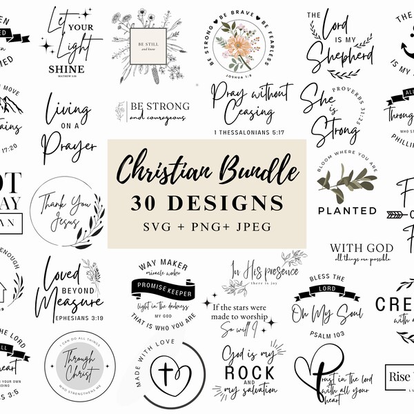 Christian SVG Bundle, Scripture Bundle, Christian tshirt, Scripture SVG, Bible Verse Bundle, Instant Download, God SVG, Jesus, Digital