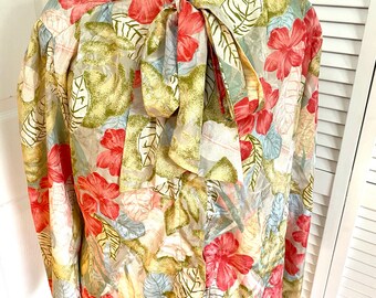 Floral Ladies Blouse/80s Blouse/Blouse Size 12