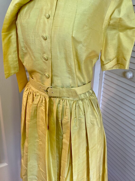 Lovely Yellow Vintage Dress/Silk Shantung Dress - image 4