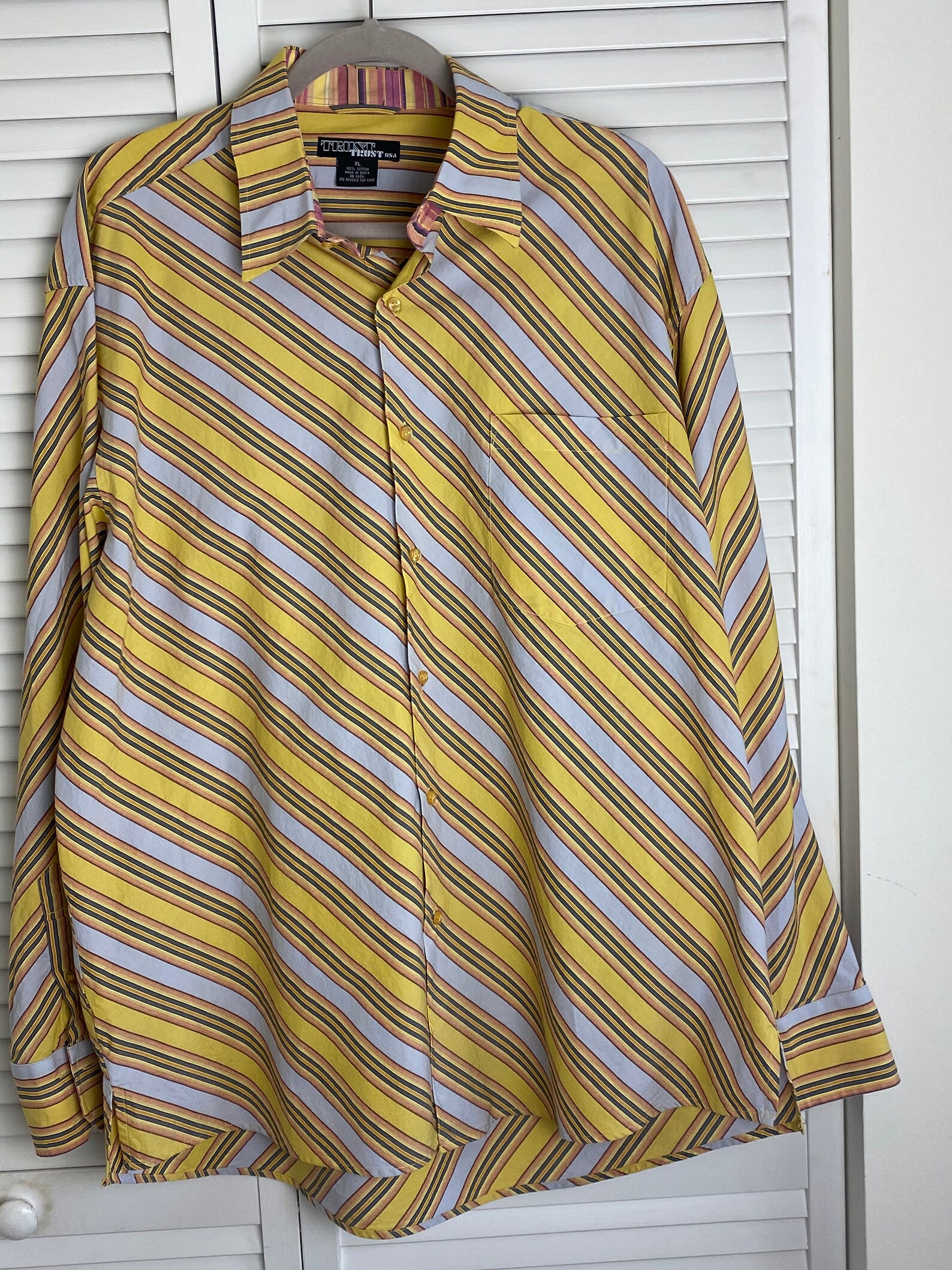 Men's Diagonal Stripe Shirt/Disco Shirt/80s Shirt | Etsy