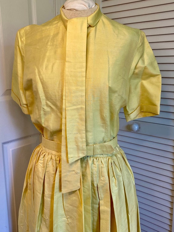 Lovely Yellow Vintage Dress/Silk Shantung Dress - image 2