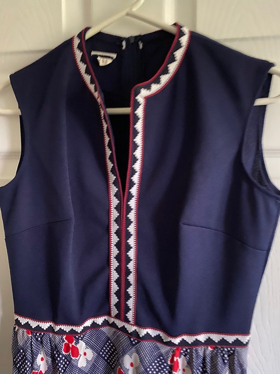 Mod Vintage Maxi Dress, 70s style navy blue - image 2