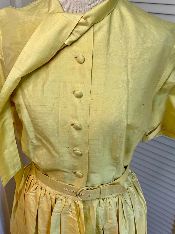 Lovely Yellow Vintage Dress/Silk Shantung Dress - image 3