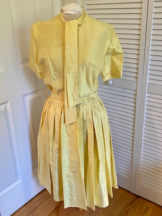 Lovely Yellow Vintage Dress/Silk Shantung Dress - image 1