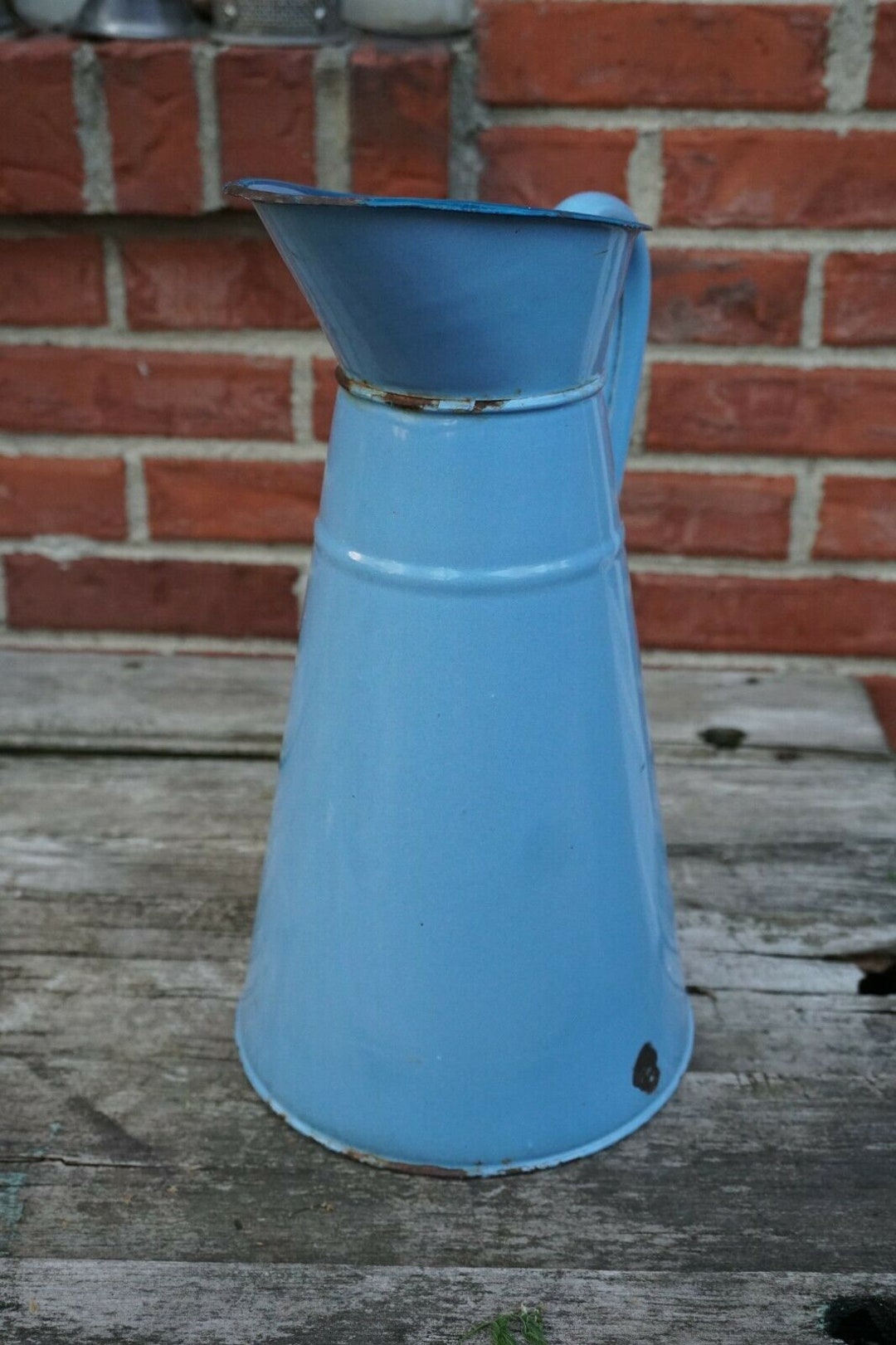 Vintage French Enamel Water Pitcher or Jug 14.5 Blue 1930's 1940's Lighthouse Shape Free Ship Etsy