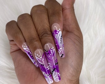 90s Style Press On Nails -Purple