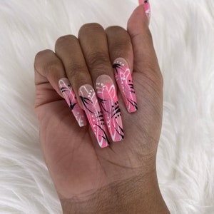 Jaren 90 Stijl Pers Op Nagels -Roze