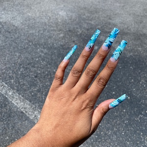 90s Nails | 90s Press On Nails | Blue 90s Press on Nails | Blue Nails