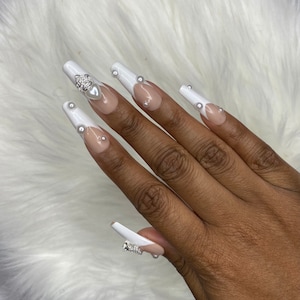 French Tip with Pearls and Heart
