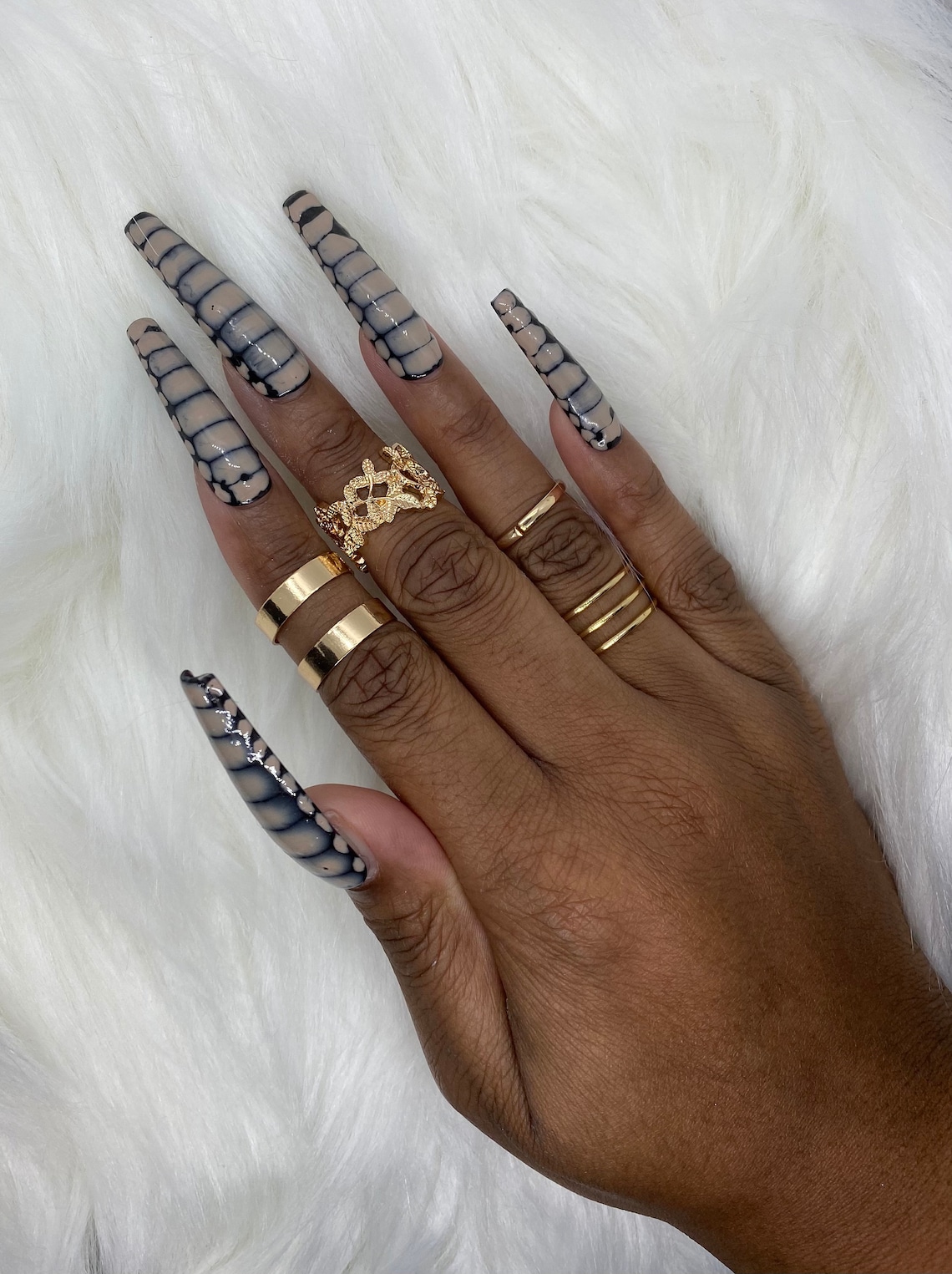 Crocodile Print Press on Nails Black and Tan | Etsy