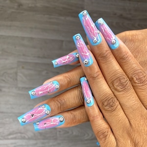 Aura Nails | Pink and Blue Nails| Chrome Nails