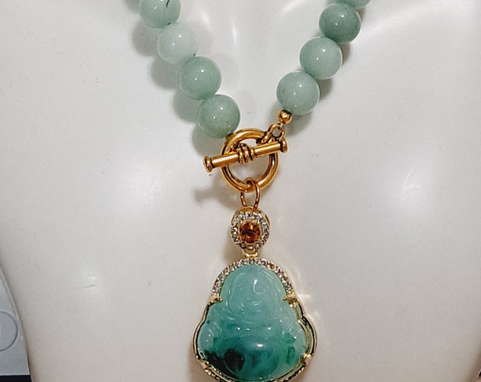 Buddha beaded Necklace Buddha necklace, Green Gemstone Beaded Necklace, Beaded Necklace, Wedding Necklace