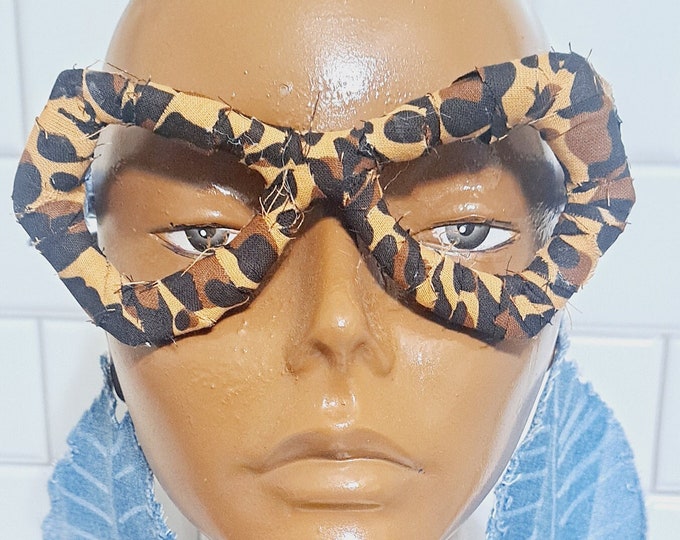 Leopard and Denim fabric Oversized Frameless Eyeglasses, Denim Eyewear, Fashion Eyewear.**No refund on glasses/exchanges**.