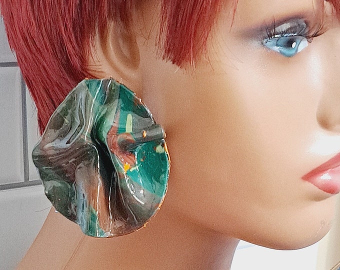 Camo Earrings, Polymer Clay Earrings, Camo accessories, Camo Jewelry