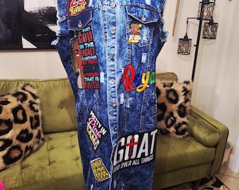 Denim Upcycled Distressed Patchwork Jacket Dresss, denim upcycled button shirt dress