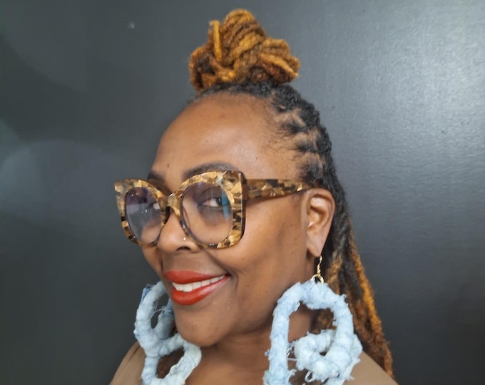 Handmade African Geometric Earrings: Sculptured Clay, Bold Animal Print