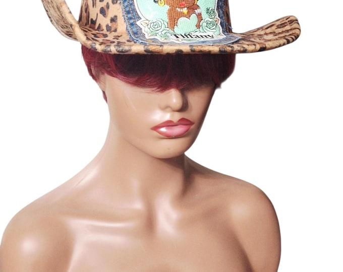 Leopard Animal Print Cowboy Hat: Betty Boop Patchwork hat