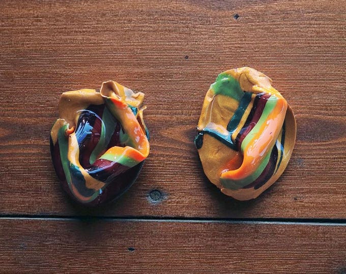 Hand Sculpted Striped Polymer Clay Statement Earrings