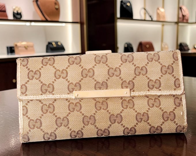 Authentic Vintage Gucci Canvas Continental Wallet