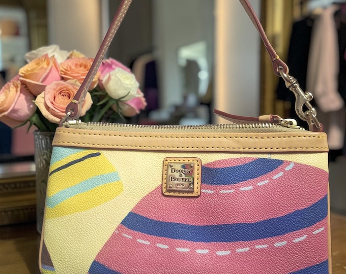 Authentic Dooney & Bourke mini multicolor beach umbrella bag clutch wristlet