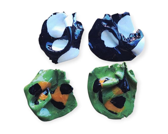 Hand Sculpted Polymer Clay Earrings: Animal Print Stud Set