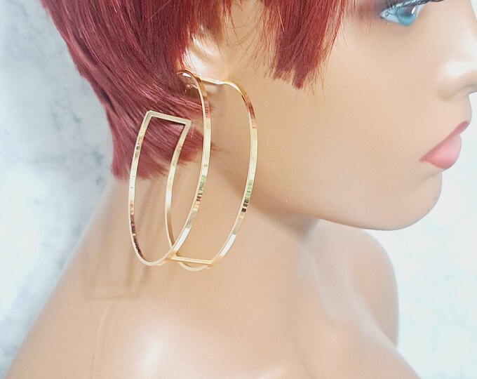 Gold Earrings, Metal Earrings,  Hoop Earrings, Golden Metal Hoop Earrings, Brass Earrings