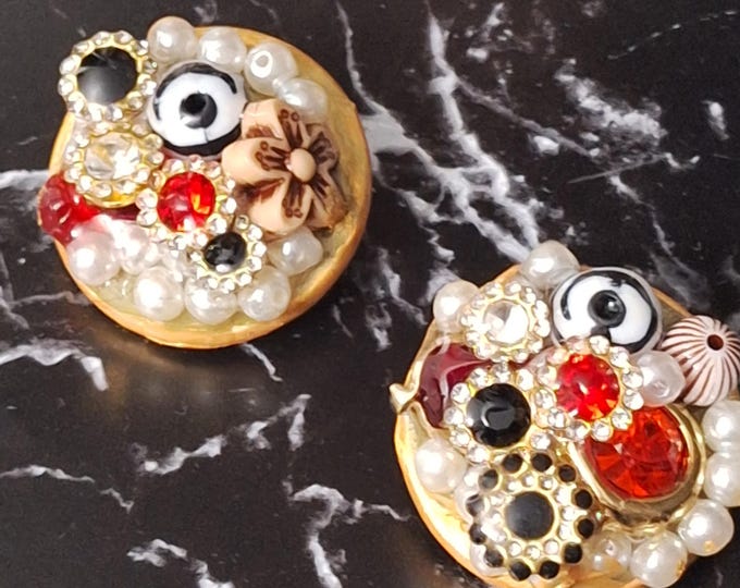 Bejeweled statement earrings,  animal print Statement Earrings, vintage inspired gemstone earrings